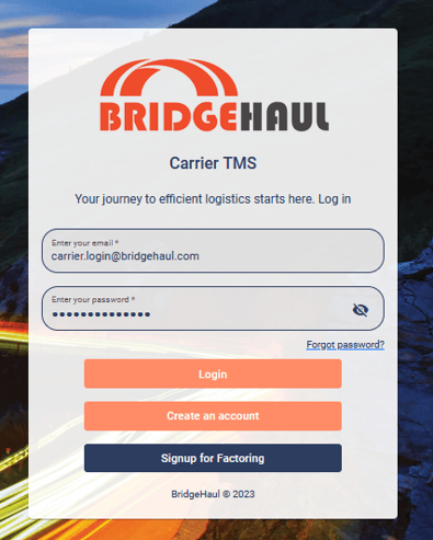 Carrier TMS Login Screen-1