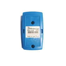 A blue rectangular object with a barcode label

Description automatically generated